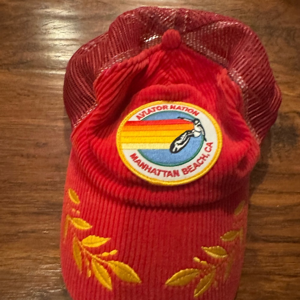 Aviator Nation Red Corduroy Trucker Hat